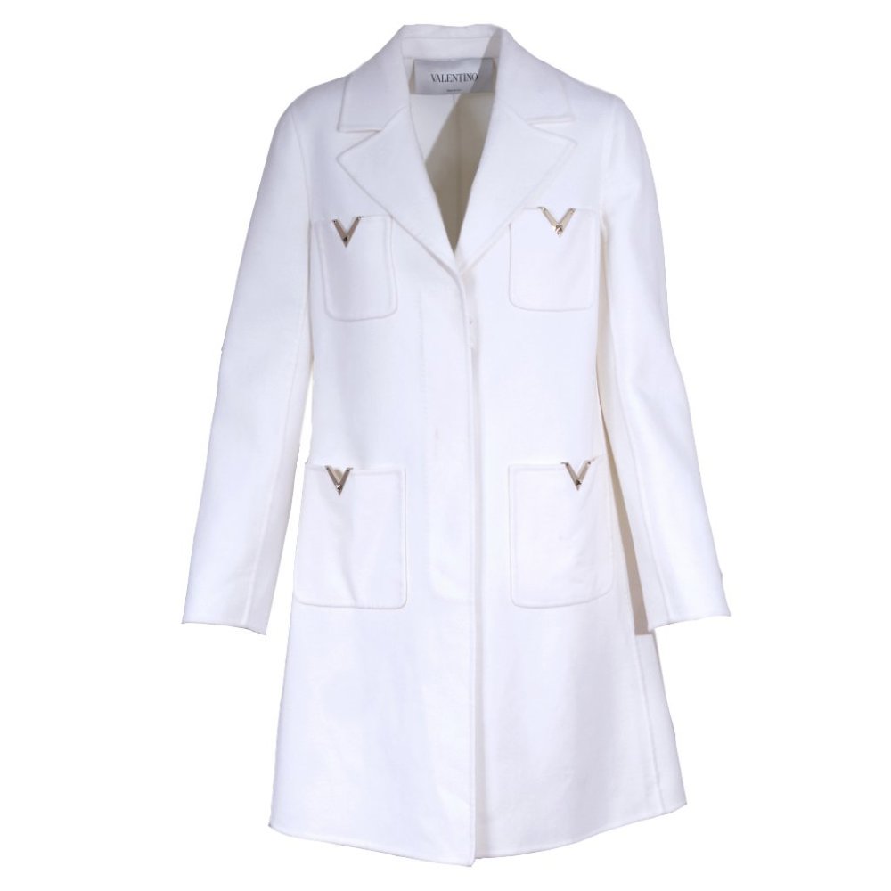 Valenitno Women's Button Down Jacket Coat White